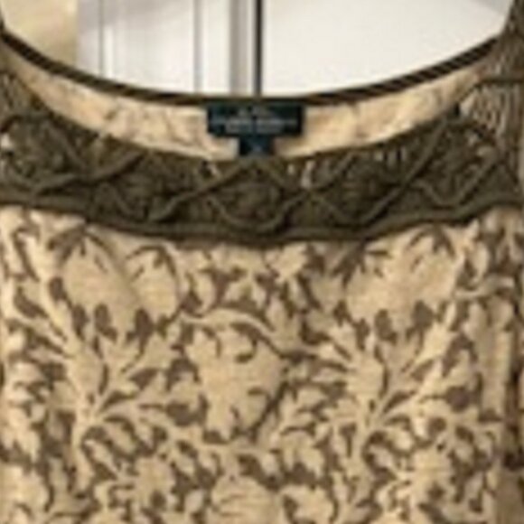 Women's Top Ralph Lauren Size M Green Sleeveless 100% Cotton Made in Jordon - Picture 2 of 3